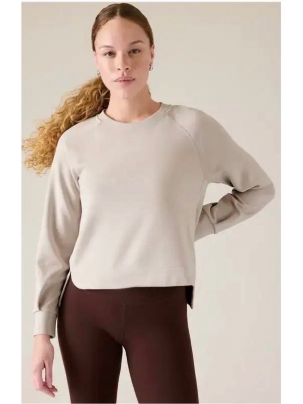 Athleta Seasoft Crewneck Ivory Sz M Sweatshirt